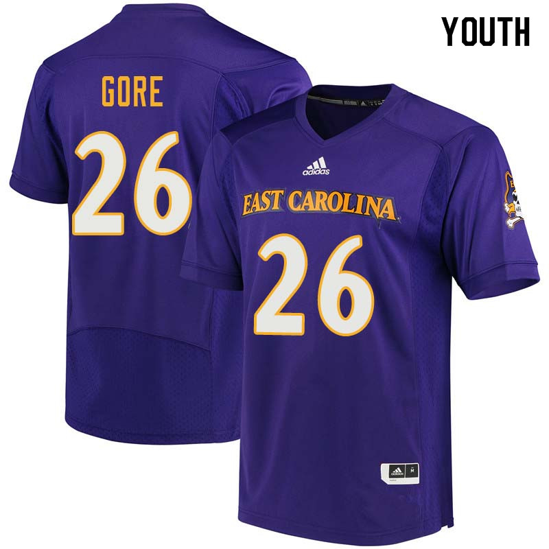 Youth #26 Colby Gore East Carolina Pirates College Football Jerseys Sale-Purple